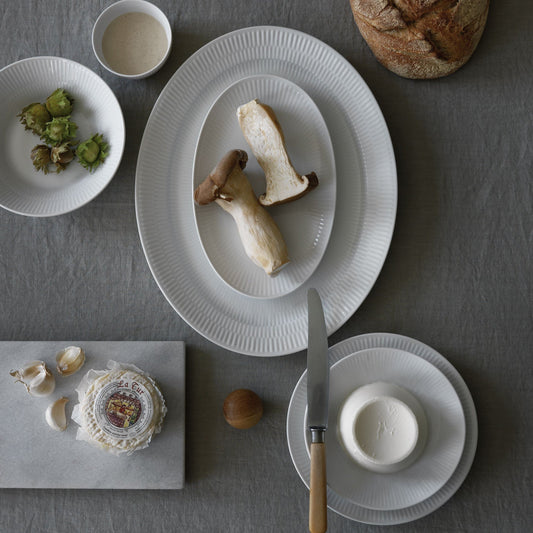 White Fluted Dish, 35 cm - US 7887