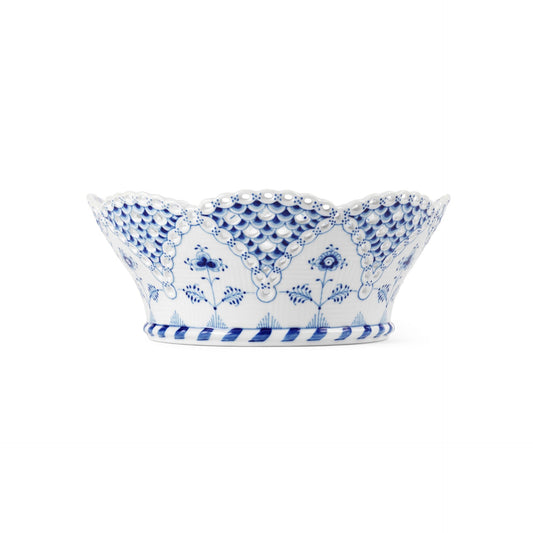 Blue Fluted Full Lace Fruit Basket, 23 cm - US 2360