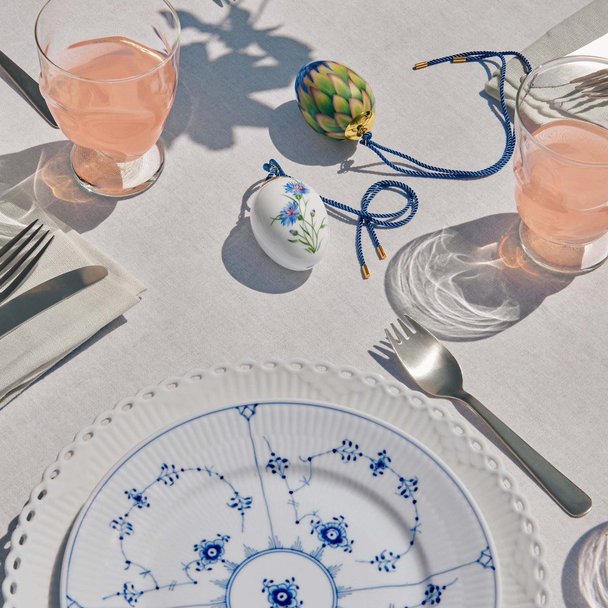 Blue Fluted Plain Plate, 22 cm - US 3007