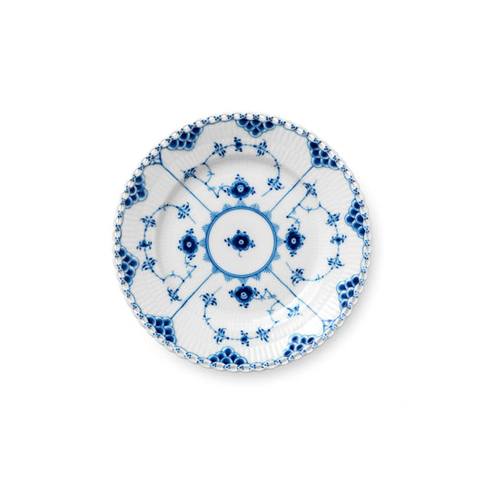 Blue Fluted Full Lace Plate, 17 cm - US 6575