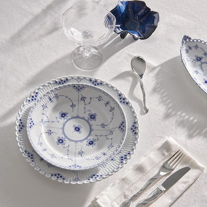 Blue Fluted Full Lace Plate, 25 cm - US 6127