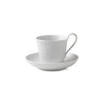 White Fluted Half Lace High Handle Cup and Saucer, 24 cl - US 5947