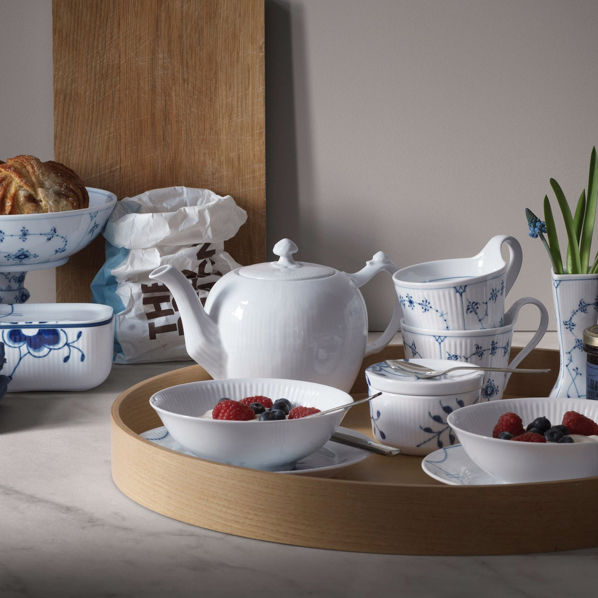 White Fluted Bowl, 35 cl, 2 pcs - US 4573