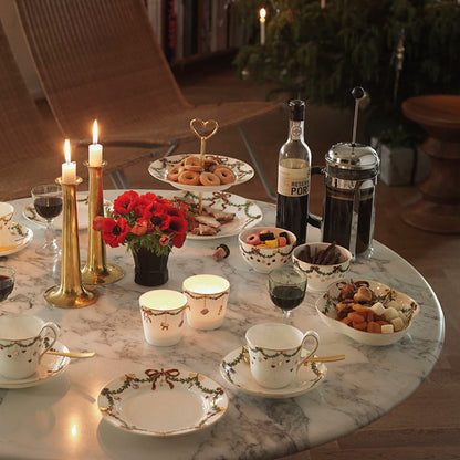 Star Fluted Christmas High Handle Cup and Saucer, 24 cl - US 9698