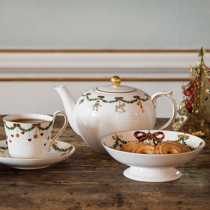 Star Fluted Christmas High Handle Cup and Saucer, 24 cl - US 9698