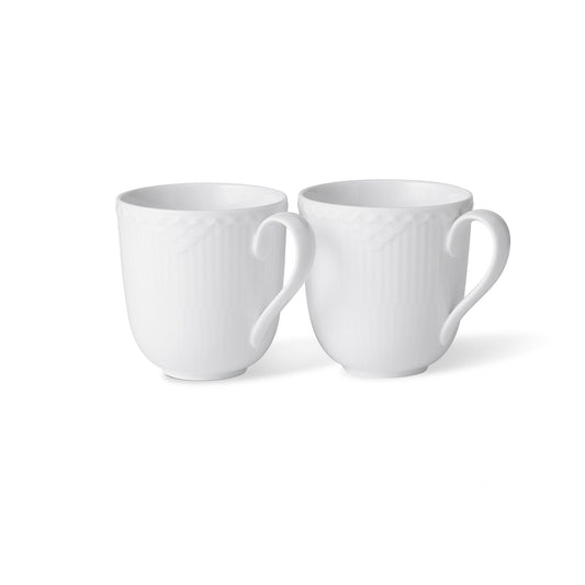 White Fluted Half Lace Cup, 37 cl, 2 pcs - US 1413