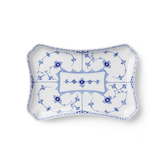 Blue Fluted Half Lace Square Dish, 24.5 cm - US 8612